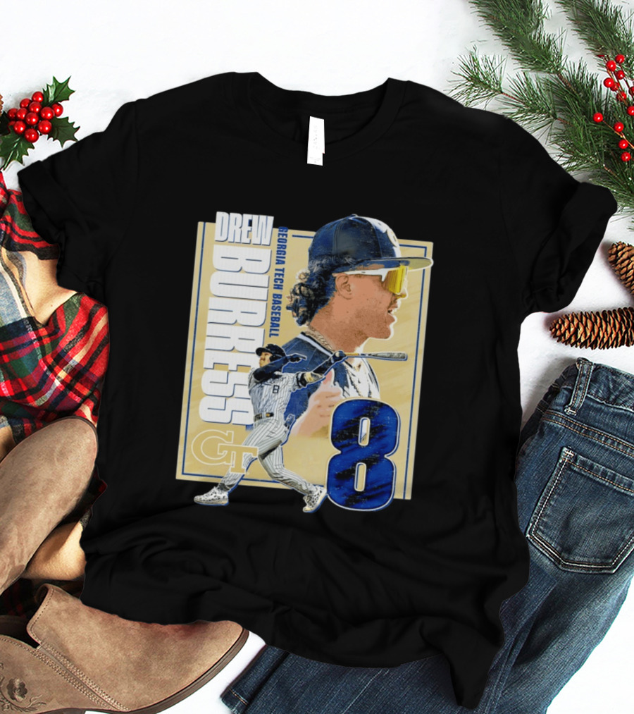 Drew Burress Georgia Tech Baseball Athlete Number 8 T-Shirt