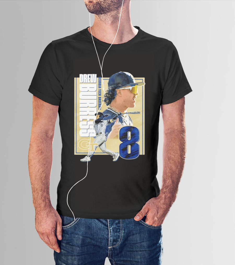 Drew Burress Georgia Tech Baseball Athlete Number 8 T-Shirt
