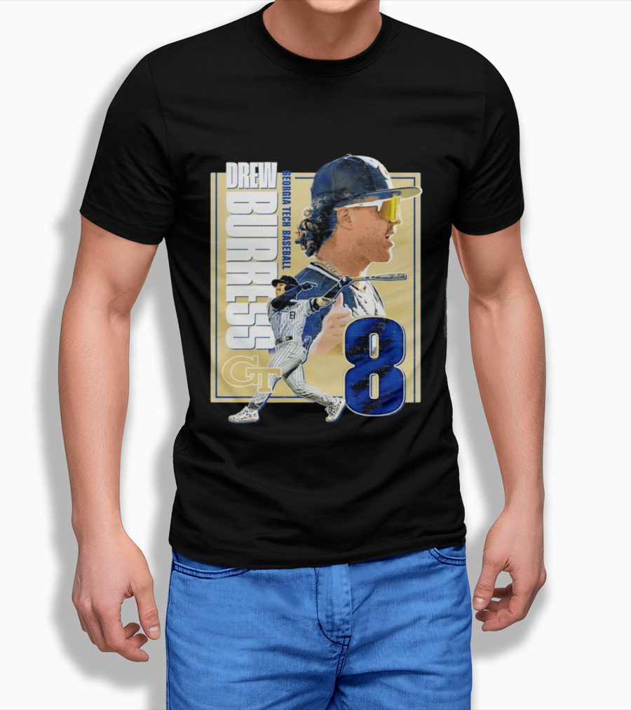 Drew Burress Georgia Tech Baseball Athlete Number 8 T-Shirt