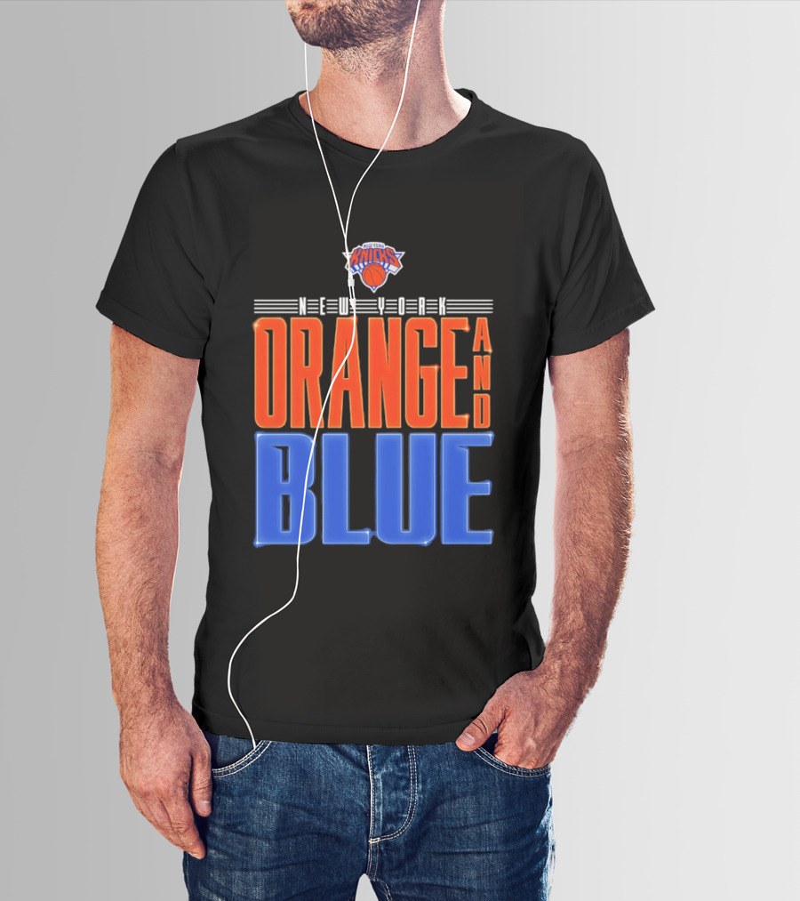 New York Knicks Orange And Blue Neon T-Shirt