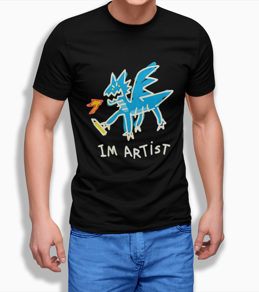 IM Artist Dragon Blue Winged Creature Fire Brush T-Shirt
