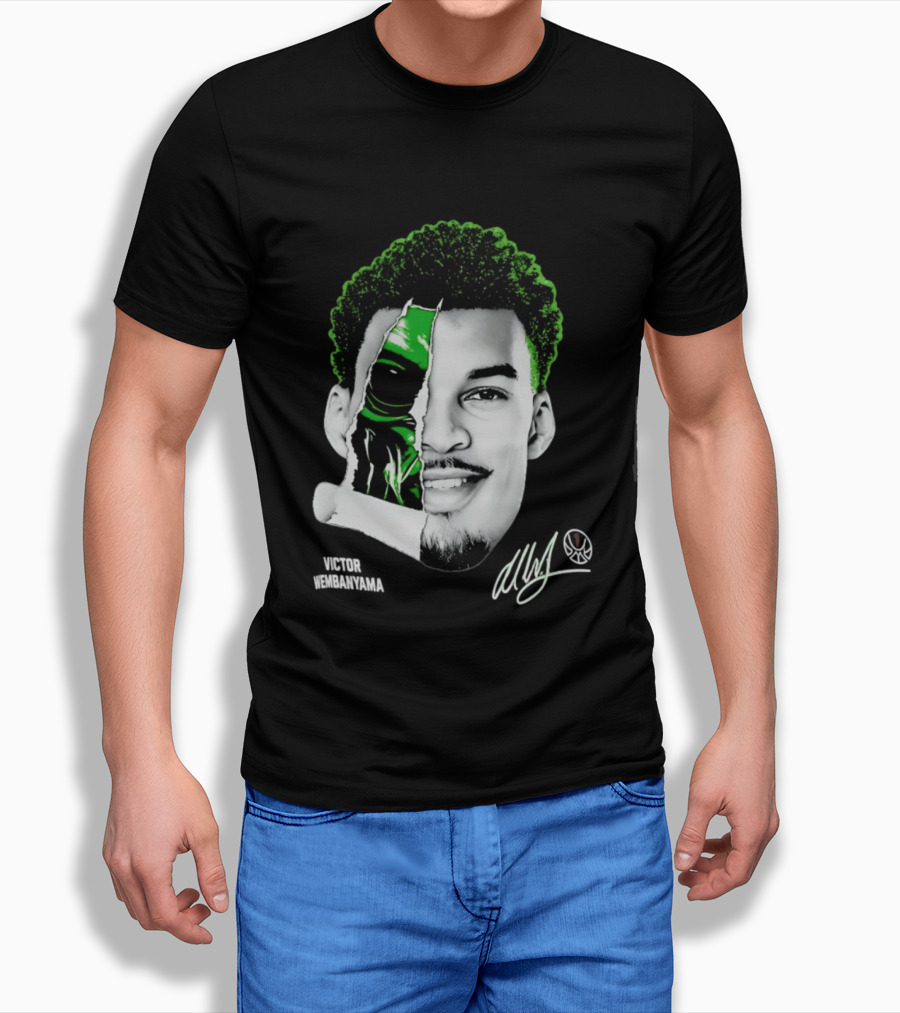 Victor Wembanyama Alien Torn Creature Signature T-Shirt