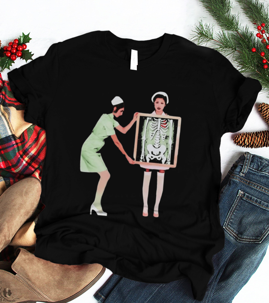 Nurse With X Ray Skeleton And Red Heart T-Shirt