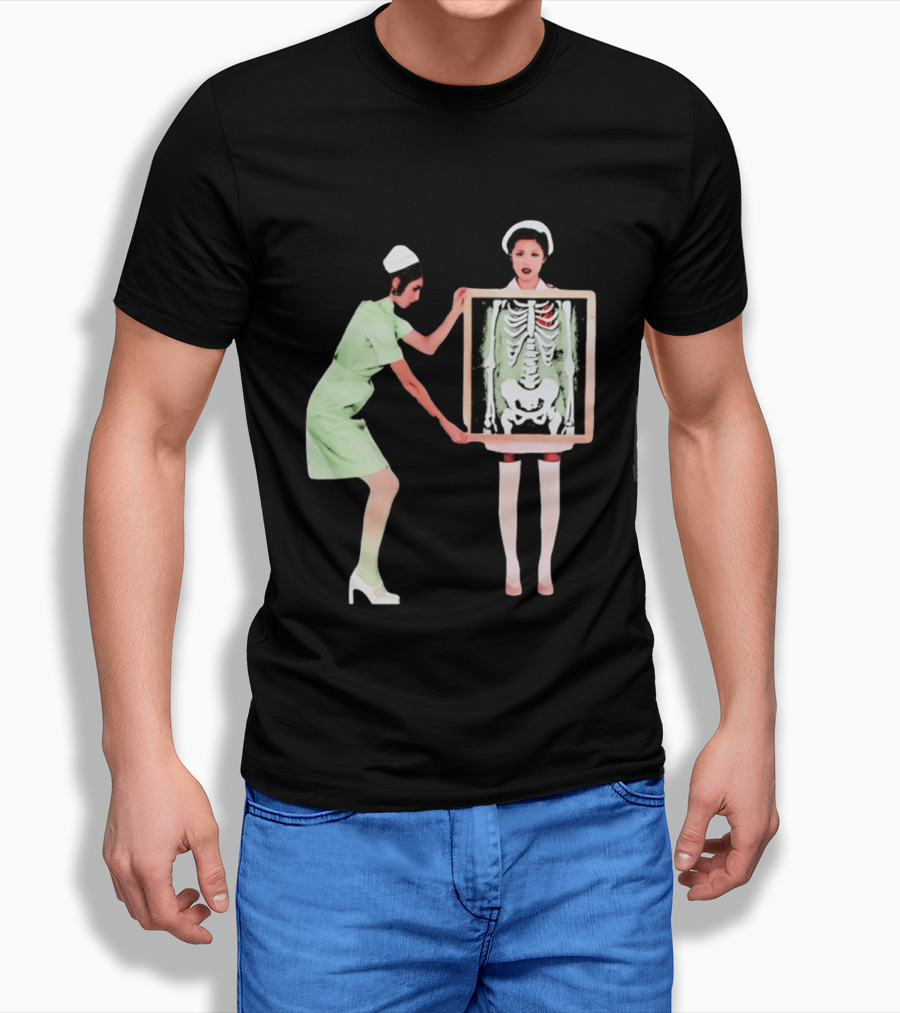 Nurse With X Ray Skeleton And Red Heart T-Shirt