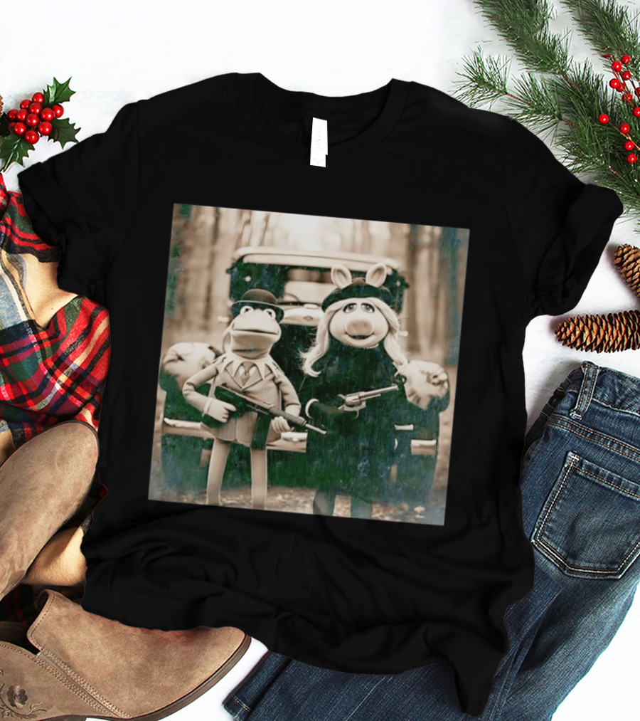 The Muppets Kermit The Frog Miss Piggy Gangster T-Shirt