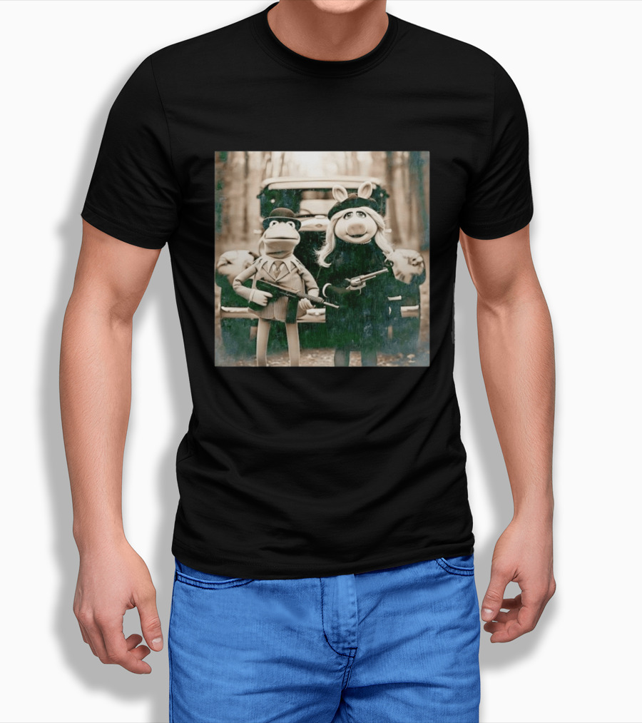 The Muppets Kermit The Frog Miss Piggy Gangster T-Shirt
