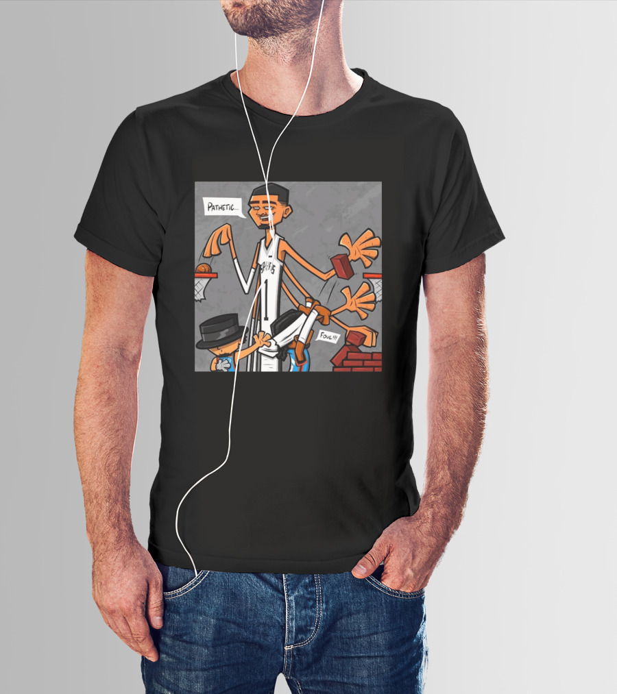 Wemby Spurs Pathetic Foul Long Arms Basketball T-Shirt