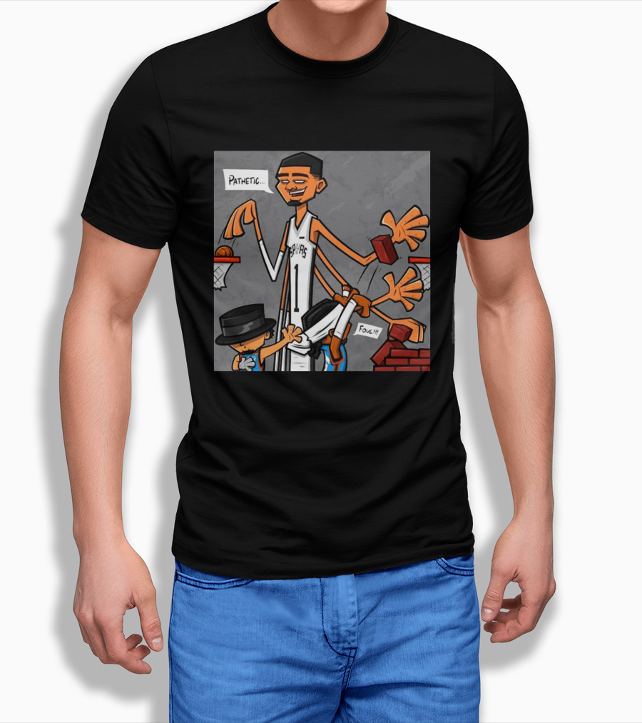Wemby Spurs Pathetic Foul Long Arms Basketball T-Shirt