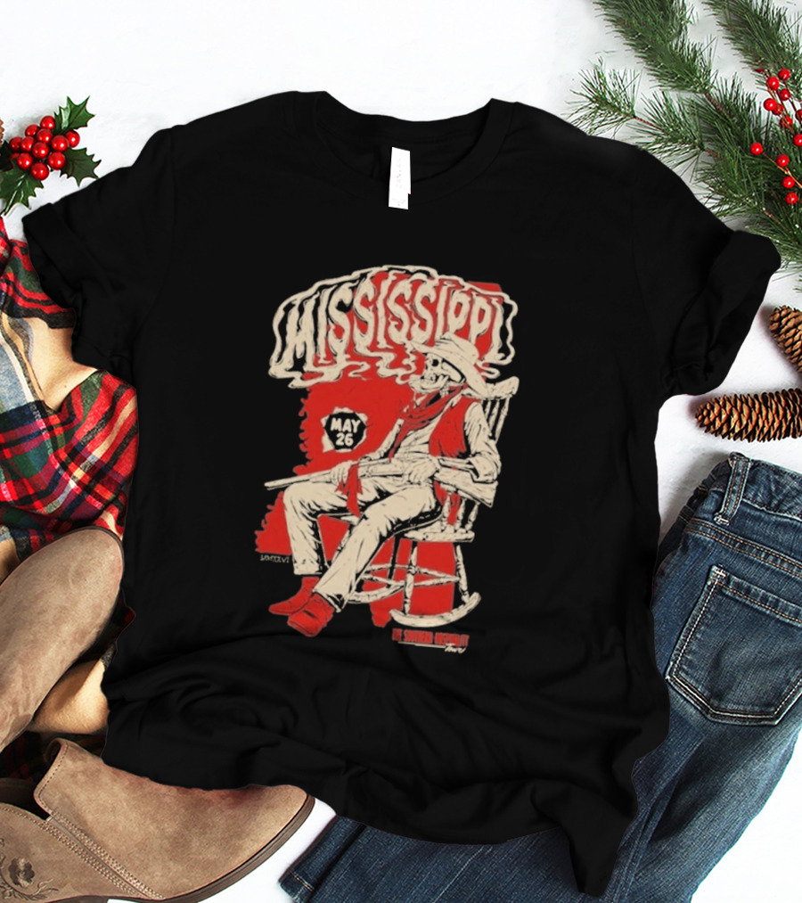 Whiskey Myers May 26 Mississippi Cowboy In Rocking Chair T-Shirt