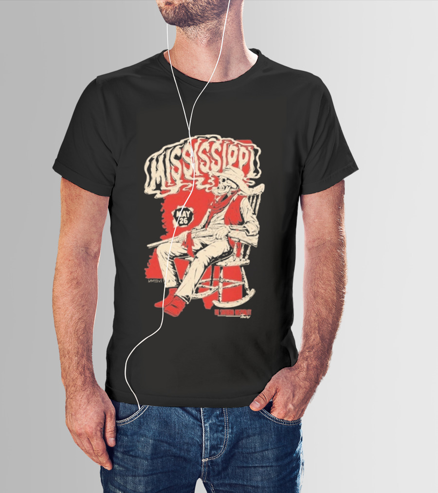 Whiskey Myers May 26 Mississippi Cowboy In Rocking Chair T-Shirt
