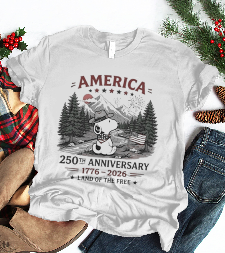 America 250th Anniversary 1776 2026 Land Of The Free Snoopy Peanuts T-Shirt