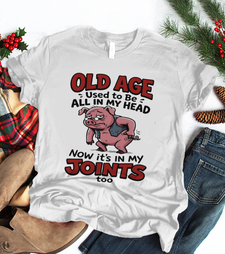 Old Age Used To Be All In My Head Now It's In My Joints Too Pig T-Shirt