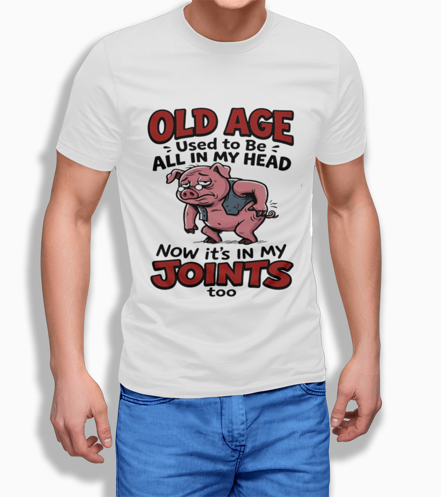 Old Age Used To Be All In My Head Now It's In My Joints Too Pig T-Shirt