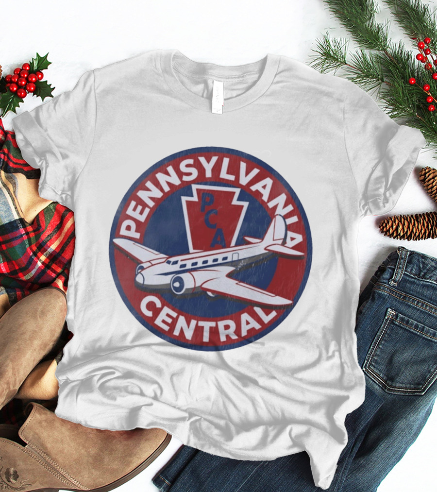 Pennsylvania Central PCA Aviation Travel Retro Vintage Airplane T-Shirt