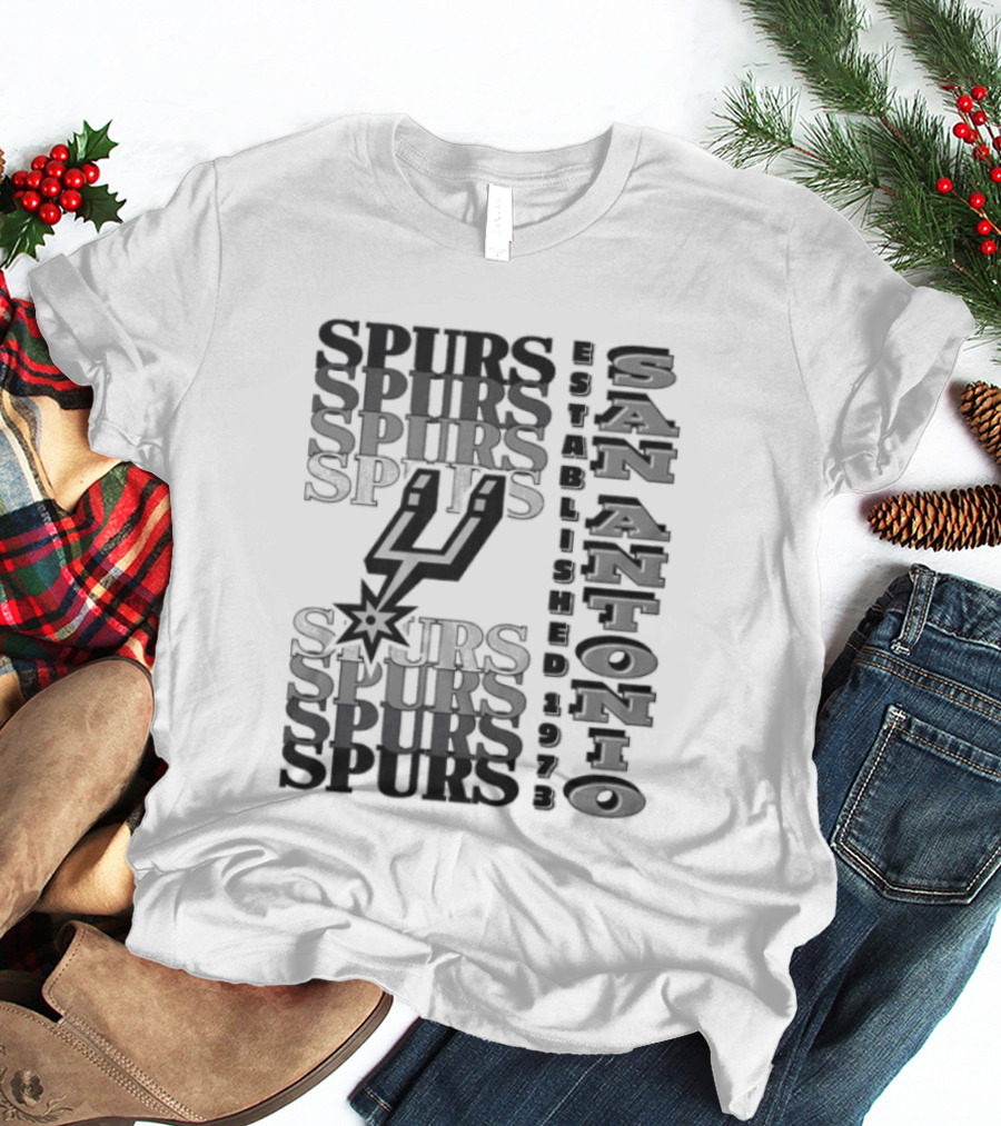 San Antonio Spurs Stacked Wordmark Logo With Iconic Spur T-Shirt