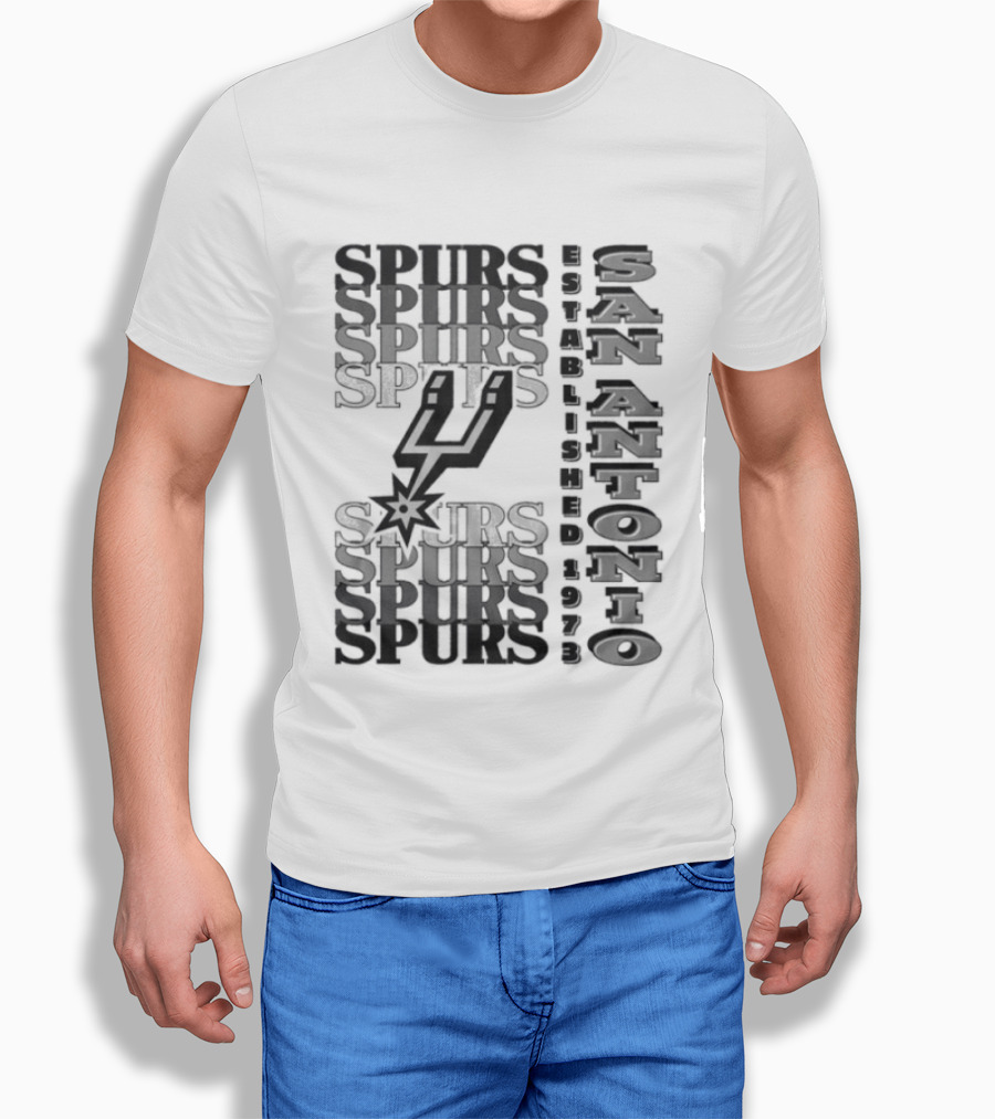 San Antonio Spurs Stacked Wordmark Logo With Iconic Spur T-Shirt