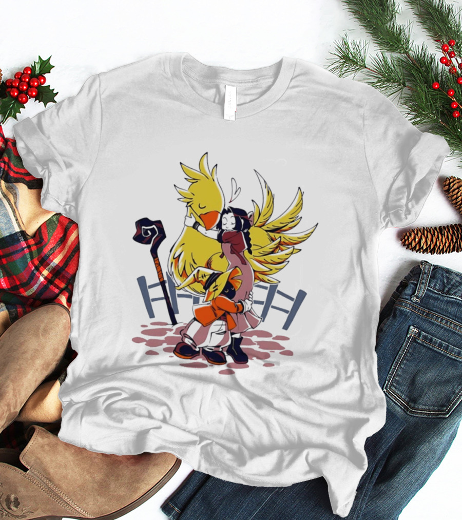 Aerith Gainsborough Vivi Ornitier Chocobo Hug Fantasy Characters Embrace T-Shirt