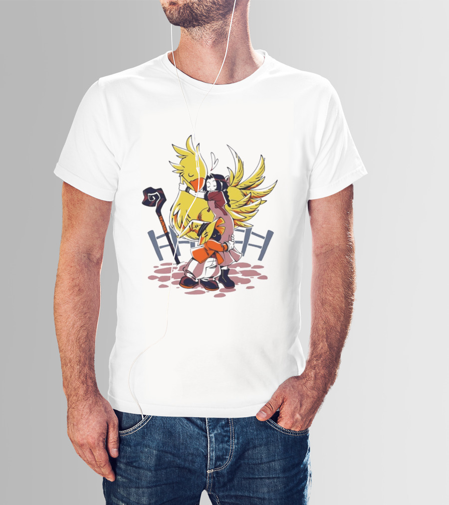 Aerith Gainsborough Vivi Ornitier Chocobo Hug Fantasy Characters Embrace T-Shirt