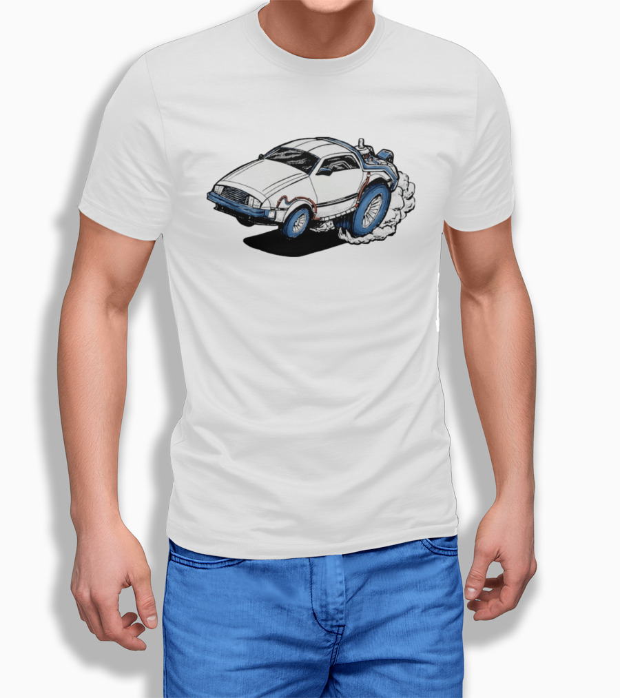 Doc Brown's DeLorean Rat Fink Hot Rod No Time To Lose Racing Car Classic Drawing T-Shirt