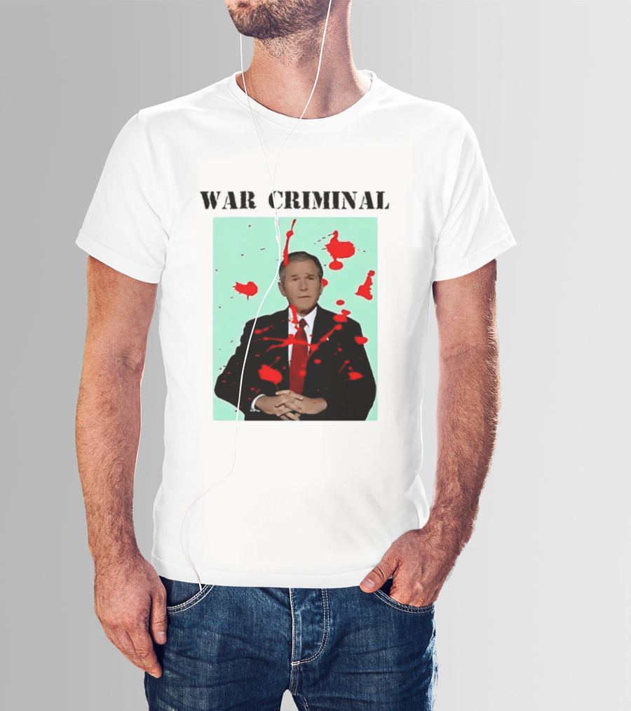 George W. Bush War Criminal Red Paint Splatter Image T-Shirt
