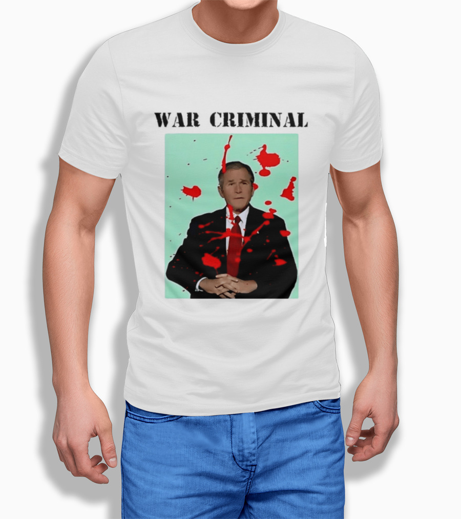 George W. Bush War Criminal Red Paint Splatter Image T-Shirt