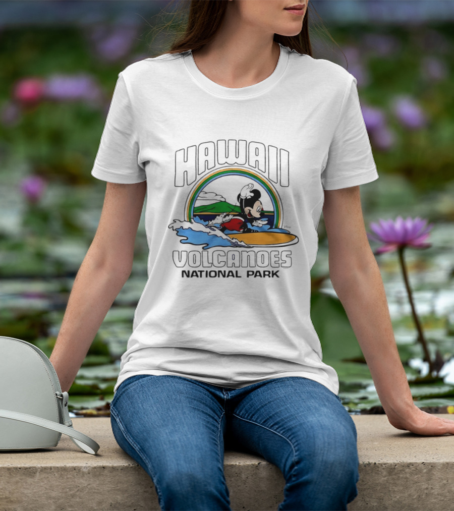 Hawaii Volcanoes National Park Mickey Mouse Surfing T-Shirt