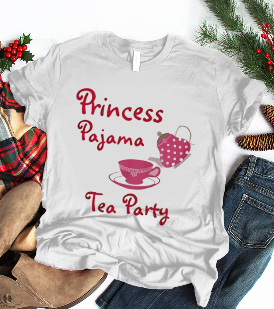 Princess Pajama Tea Party Pink Tea Set T-Shirt