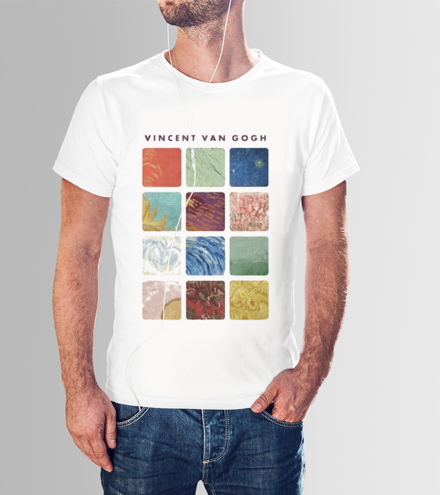 Vincent Van Gogh Paintings Iconic Colors Squares T-Shirt