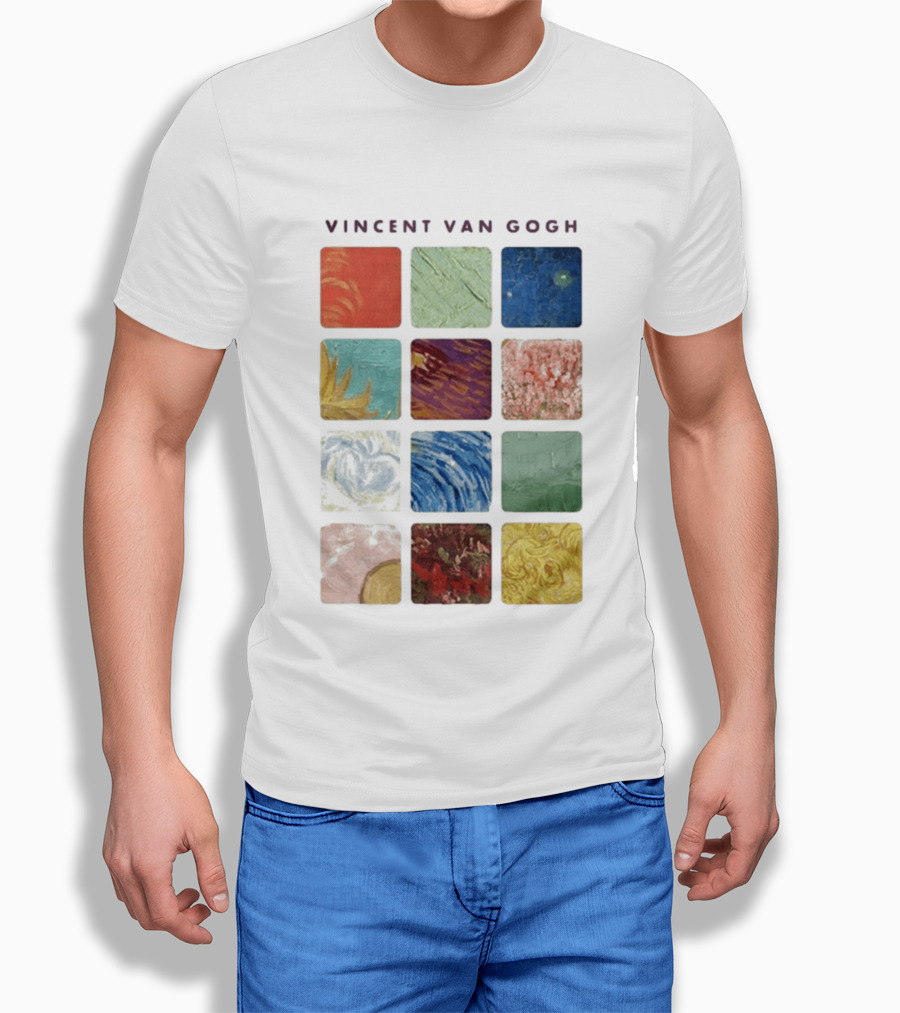 Vincent Van Gogh Paintings Iconic Colors Squares T-Shirt