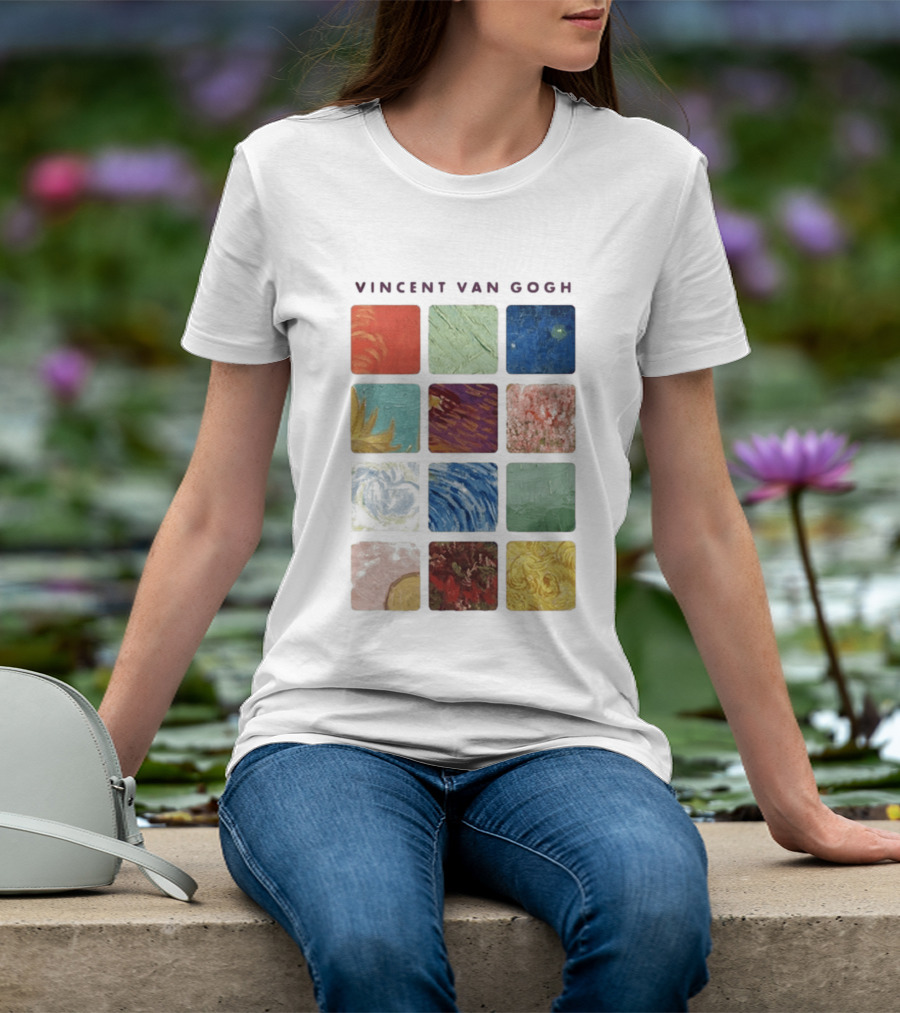 Vincent Van Gogh Paintings Iconic Colors Squares T-Shirt