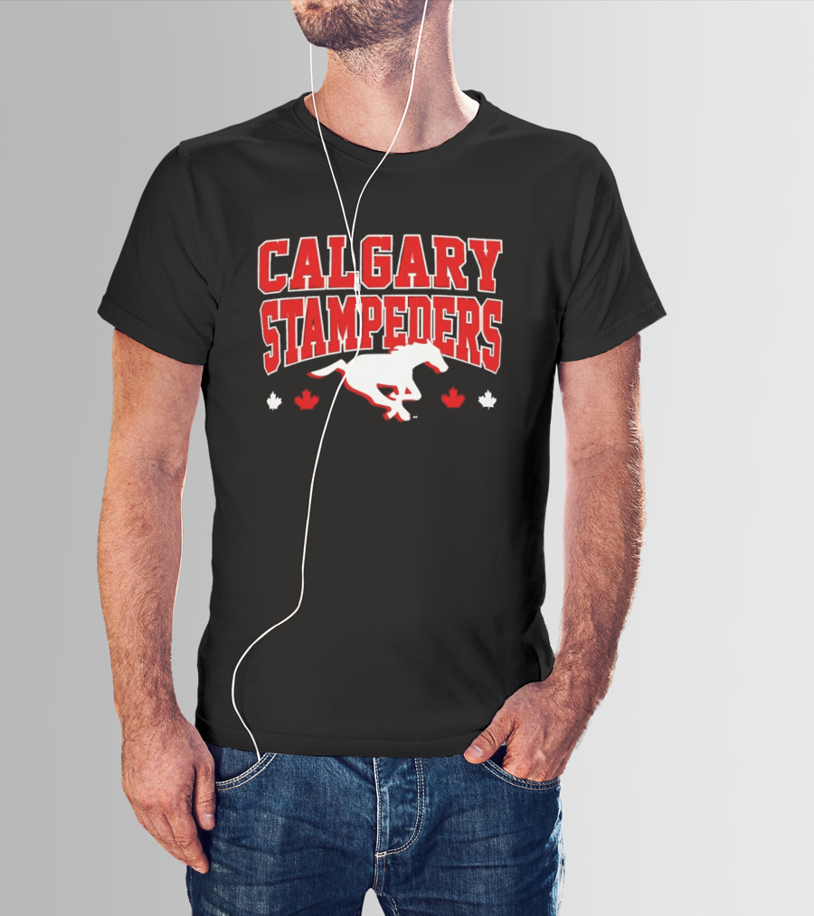 Calgary Stampeders Running Horse Maple Leaf Red Team Spirit T-Shirt