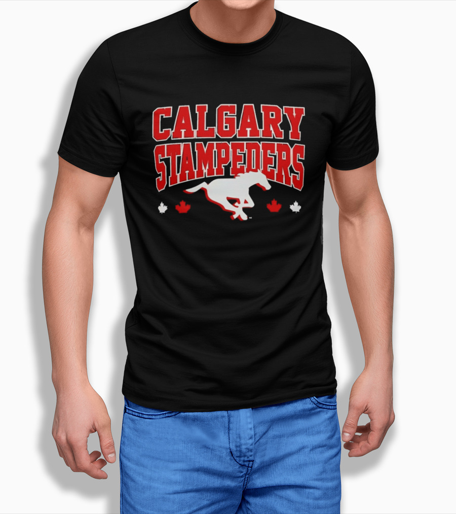 Calgary Stampeders Running Horse Maple Leaf Red Team Spirit T-Shirt
