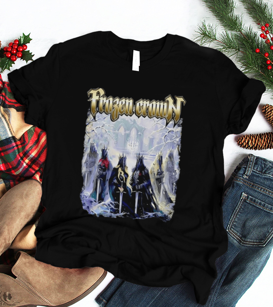Frozen Crown Dark Fantasy Rulers Sword Wielding Monarchs T-Shirt
