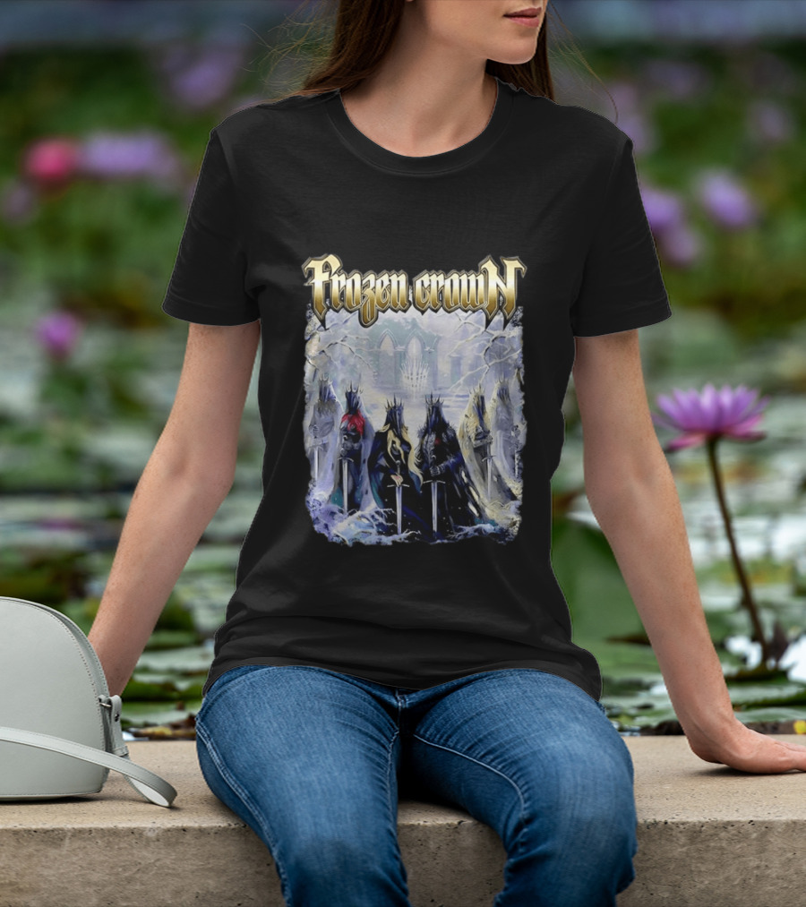 Frozen Crown Dark Fantasy Rulers Sword Wielding Monarchs T-Shirt