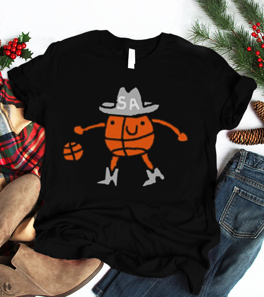 San Antonio Spurs Cowboy Basketball Art With SA Hat And Boots T-Shirt