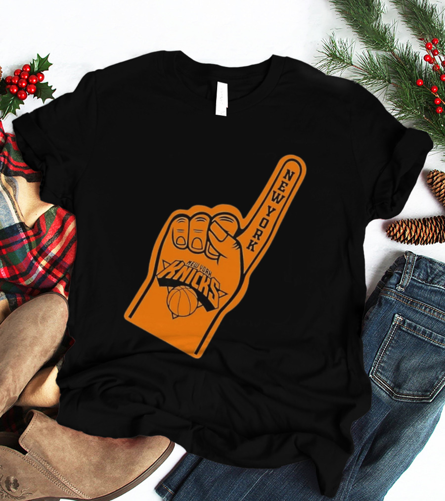 New York Knicks Foam Finger Basketball Fan Gear T-Shirt