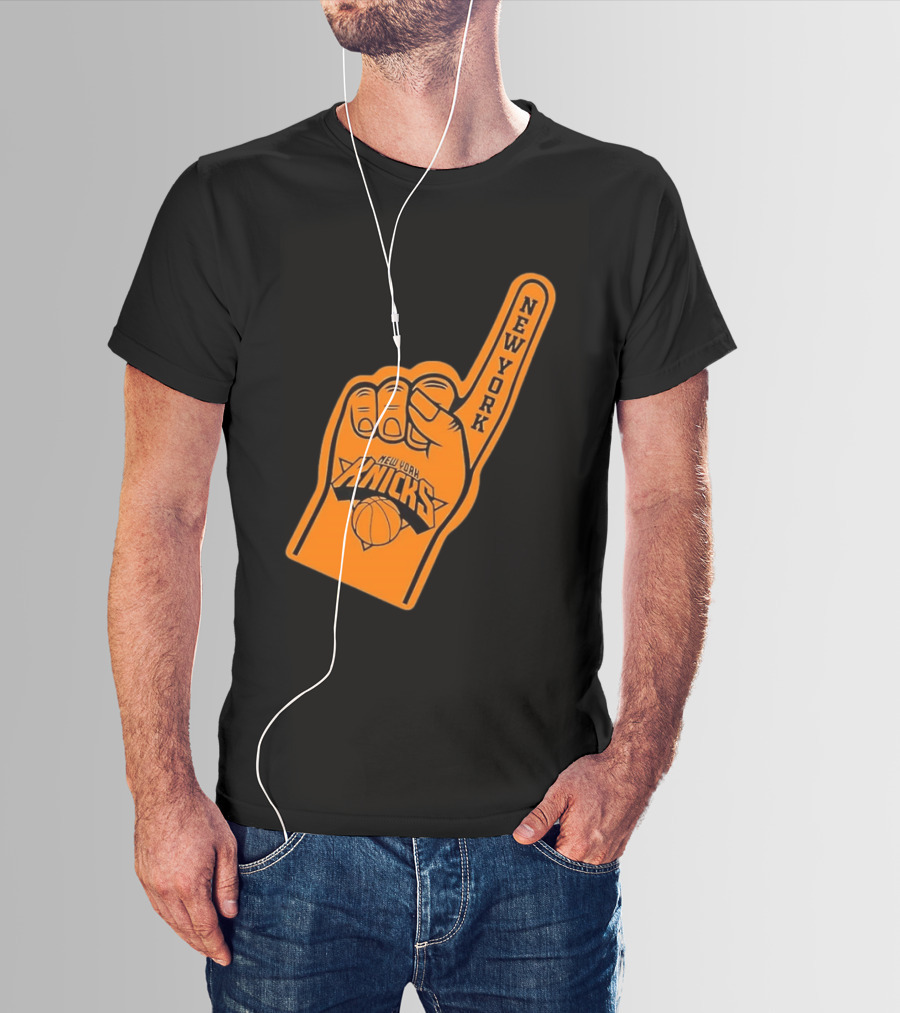 New York Knicks Foam Finger Basketball Fan Gear T-Shirt
