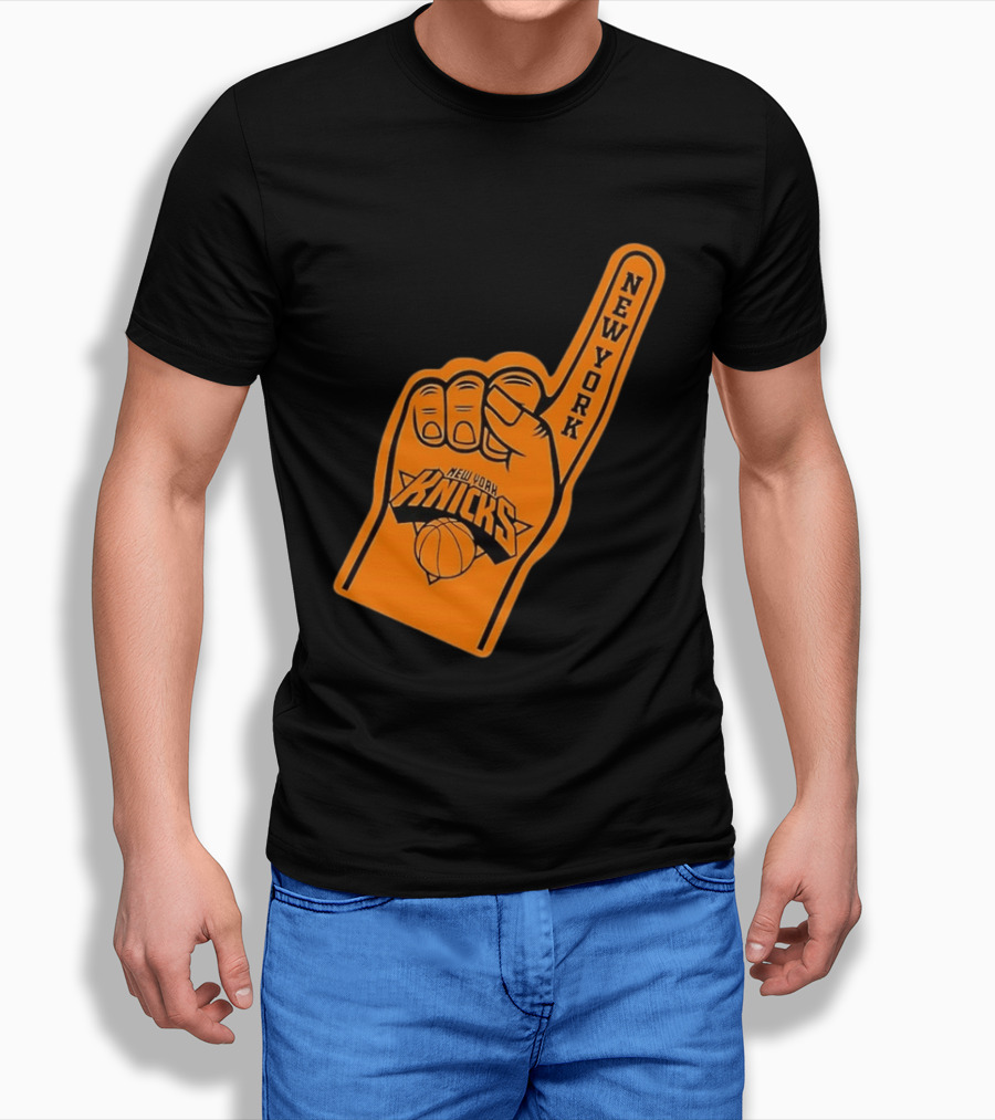 New York Knicks Foam Finger Basketball Fan Gear T-Shirt