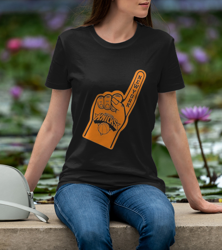 New York Knicks Foam Finger Basketball Fan Gear T-Shirt