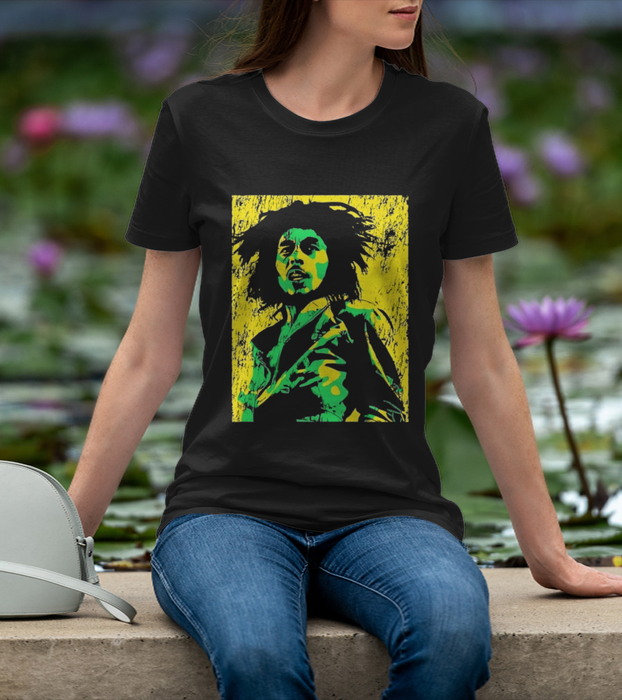 Bob Marley One Love Reggae Art Green Yellow T-Shirt