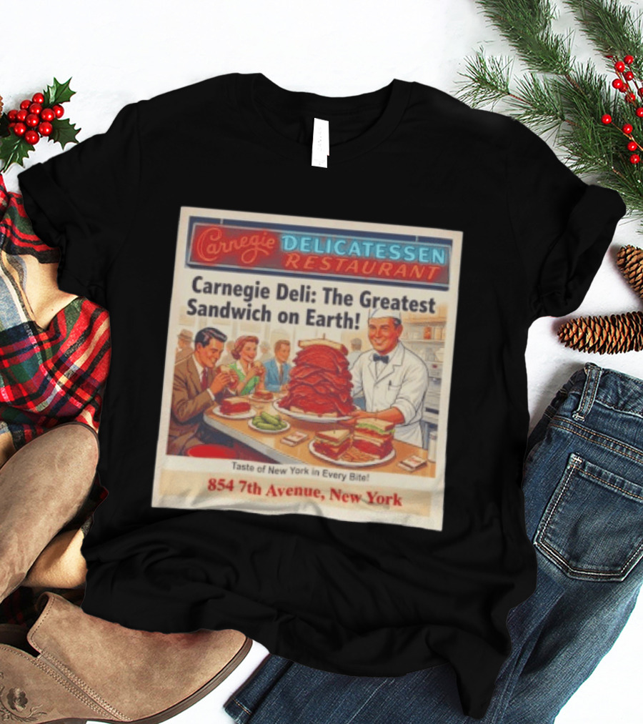 Carnegie Delicatessen Restaurant Carnegie Deli The Greatest Sandwich On Earth 854 7th Avenue New York T-Shirt