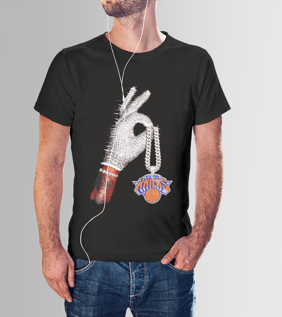 New York Knicks Iceman Glove Chain Basketball Fashion T-Shirt