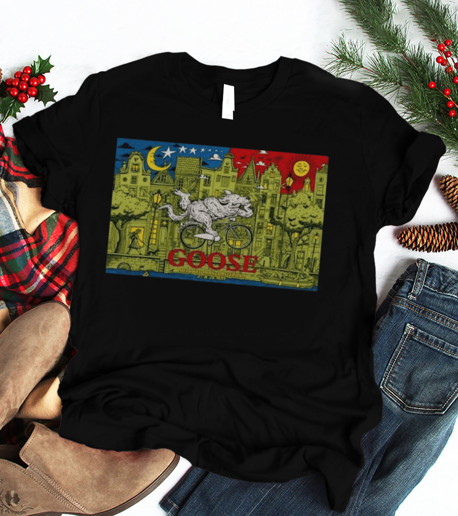 Goose Amsterdam Netherlands 5 27 2026 Midnight Sun Bicycle Art Cityscape T-Shirt
