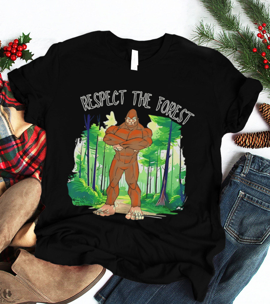 Respect The Forest Bigfoot Cartoon T-Shirt