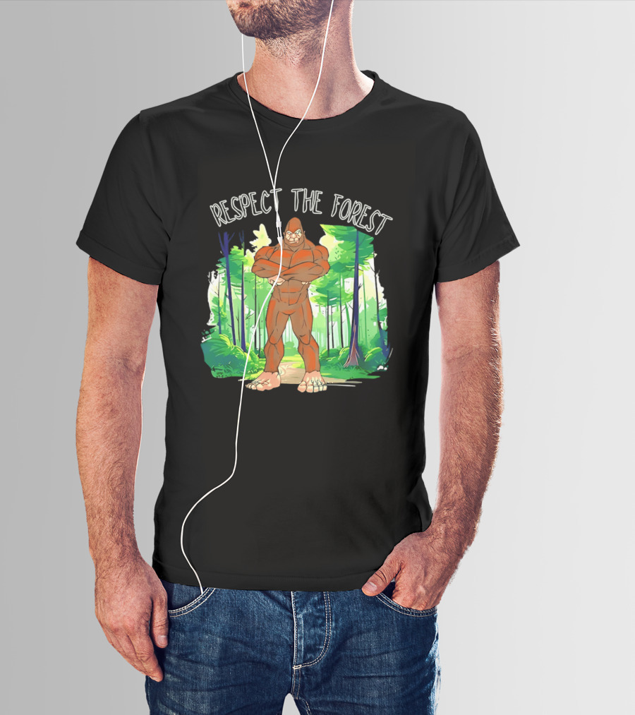 Respect The Forest Bigfoot Cartoon T-Shirt