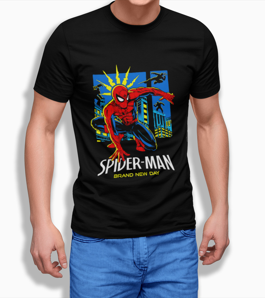 Spider Man Brand New Day Marvel Comics Dynamic Cityscape Action T-Shirt