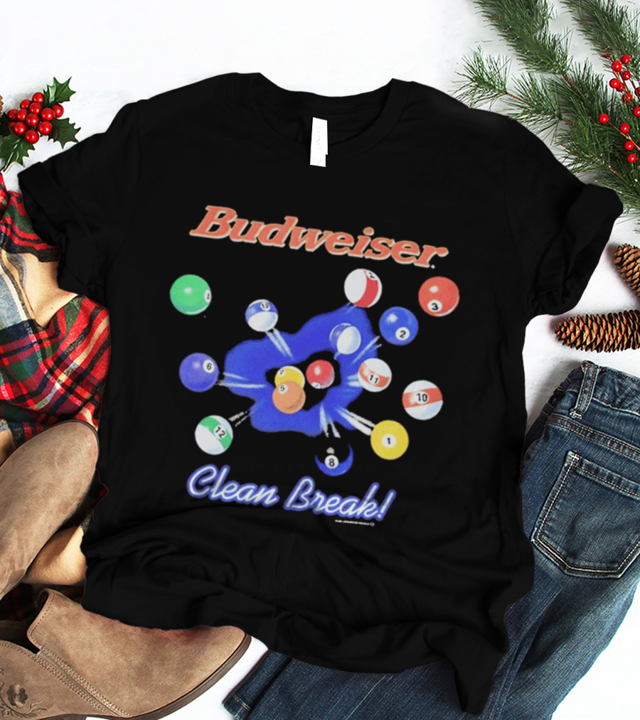 Budweiser Clean Break 90s Heavy Faded Black Pool Balls Splash T-Shirt