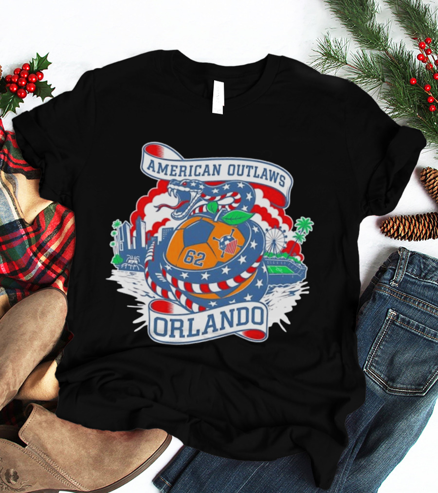 American Outlaws Orlando Snake Soccer Ball Skyline Ferris Wheel Stadium 62 T-Shirt