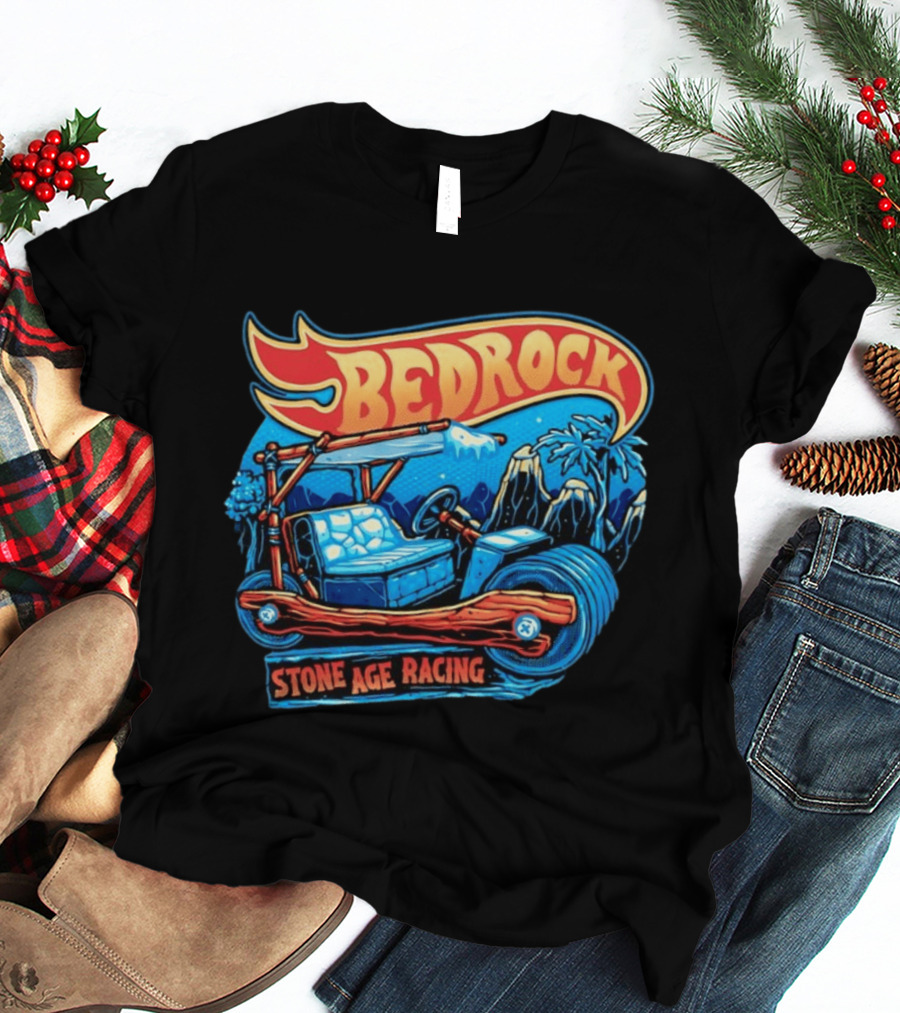 Bedrock Stone Age Racing Flintstones Vintage Car Adventure T-Shirt