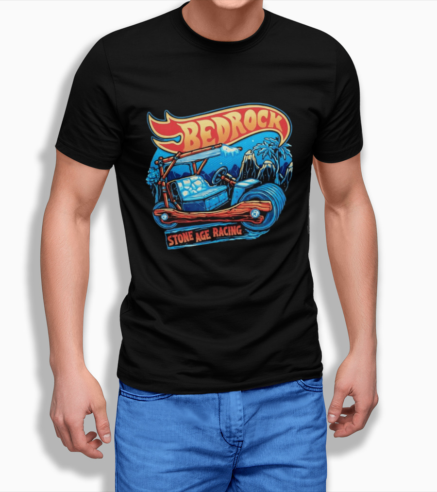 Bedrock Stone Age Racing Flintstones Vintage Car Adventure T-Shirt